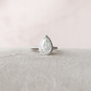 2.5 CT Pear Cut Halo & Pave Moissanite Engagement Ring - violetjewels