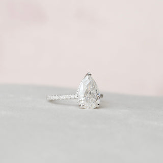 2.0 CT Pear Cut Pave & Hidden Halo Style Moissanite Engagement Ring - violetjewels