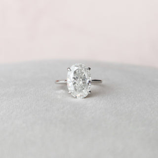 5.0 CT Oval Cut Hidden Halo Style Moissanite Engagement Ring - violetjewels