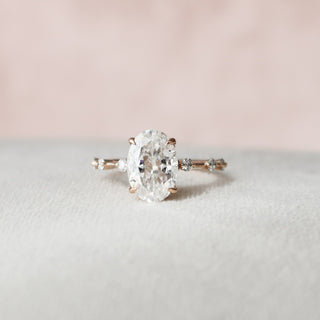 2.0 CT Oval Cut Dainty Pave Moissanite Engagement Ring - violetjewels