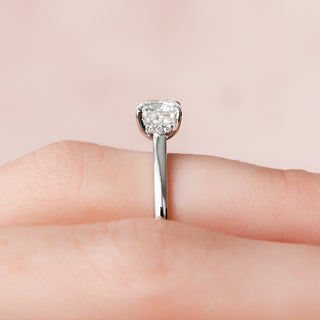 1.0 CT Cushion Hidden Halo Style Moissanite Engagement Ring - violetjewels