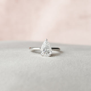 1.5 CT Pear Hidden Halo Moissanite Engagement Ring - violetjewels