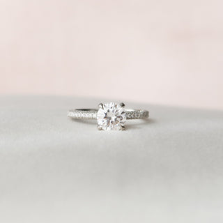 1.5 CT Round Moissanite Engagement Ring With Pave Setting - violetjewels