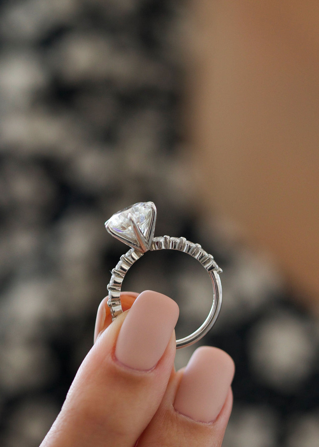 Round Diamond Pave Engagement Ring featuring brilliant round cut and elegant pave band