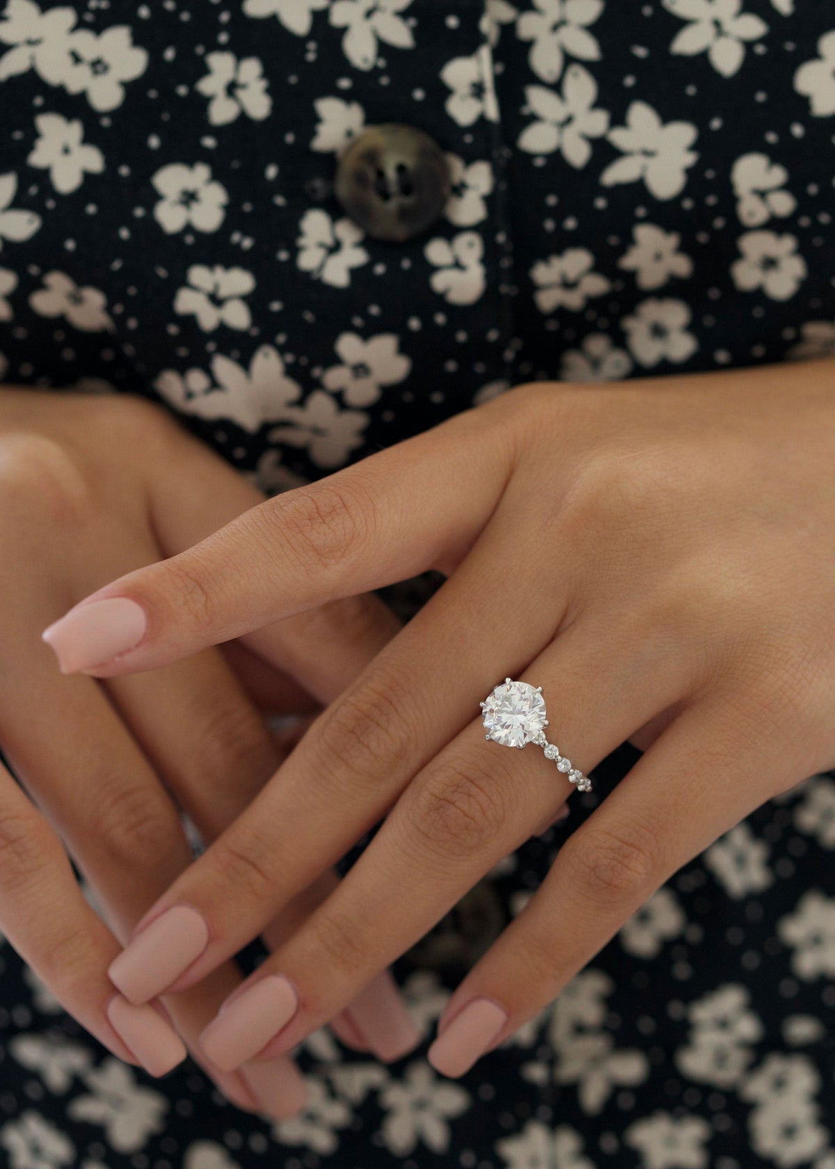 Round Diamond Pave Engagement Ring featuring brilliant round cut and elegant pave band