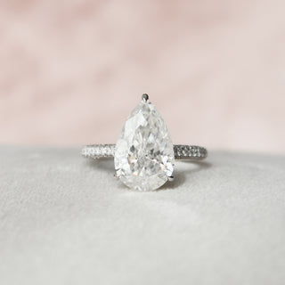 5.0 CT Pear Pave Setting Moissanite Engagement Ring - violetjewels