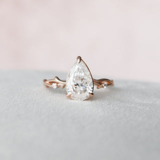 2.0 CT Pear Cut Twig Pave Style Moissanite Engagement Ring - violetjewels
