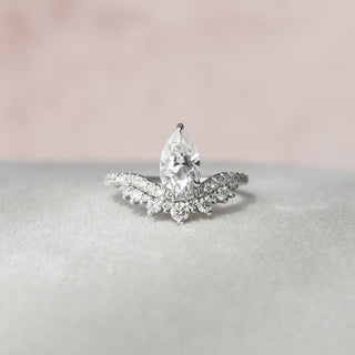 0.95 CT Pear Cut Art Deco Style Moissanite Engagement Ring - violetjewels