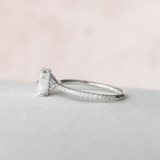 2.0 CT Cushion Hidden Halo & Pave Moissanite Engagement Ring - violetjewels