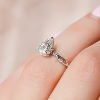 1.0 CT Pear Cut Twig Pave Setting Moissanite Engagement Ring - violetjewels