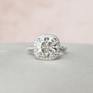 4.0 CT Cushion Halo Pave Moissanite Engagement Ring - violetjewels
