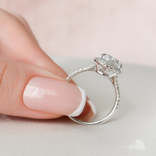 3.0 CT Pear Halo & Split Shank Moissanite Engagement Ring - violetjewels