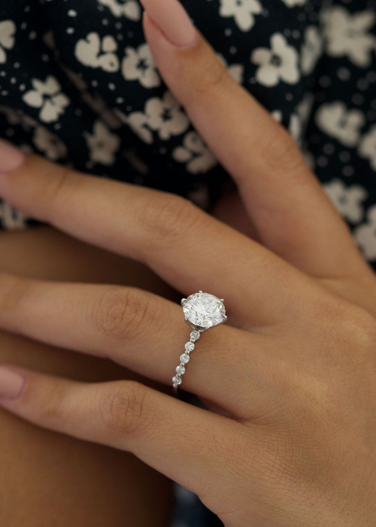 Round Diamond Pave Engagement Ring featuring brilliant round cut and elegant pave band