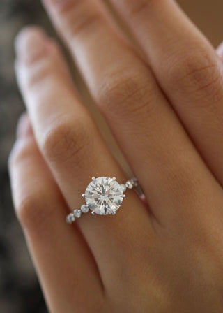 3ct Round G-VS2 Diamond Pave Engagement Ring - violetjewels