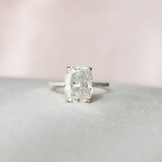 2.0 CT Cushion Hidden Halo & Pave Setting Moissanite Engagement Ring - violetjewels