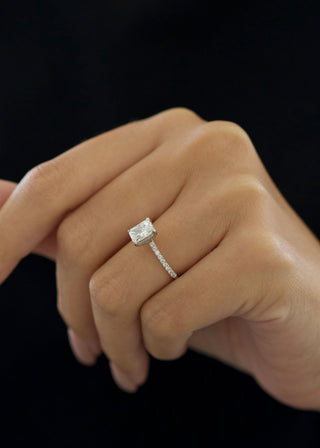 1.02 CT- 3.02 CT Radiant G-VS2 Diamond Pave Engagement Ring - violetjewels