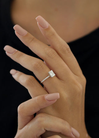 1.02 CT- 3.02 CT Radiant G-VS2 Diamond Pave Engagement Ring - violetjewels