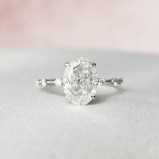 3.0 CT Oval Cut Dainty Pave Setting Moissanite Engagement Ring - violetjewels