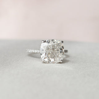 4.5 CT Cushion Hidden Halo & Pave Moissanite Engagement Ring - violetjewels