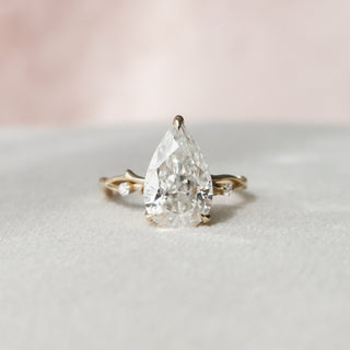 2.5 CT Pear Cut Solitaire & Twig Pave Moissanite Engagement Ring - violetjewels