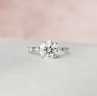 2.0 CT Round Dainty Pave Moissanite Engagement Ring - violetjewels