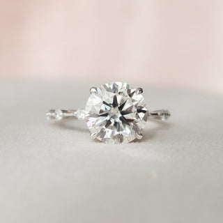 2.5 CT Round Solitaire Dainty Pave Moissanite Engagement Ring - violetjewels