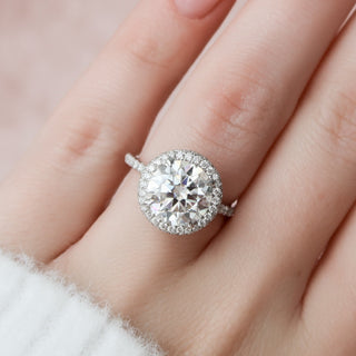 3.5 CT Round Halo Style Moissanite Engagement Ring - violetjewels