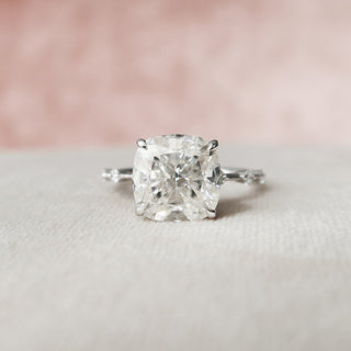 5.0 CT Cushion Dainty Pave Setting Moissanite Engagement Ring - violetjewels