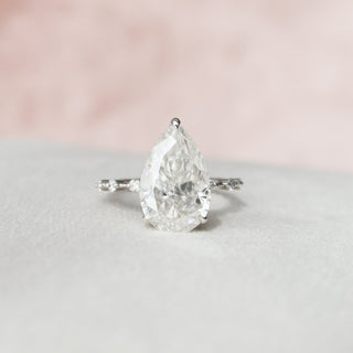 3.5 CT Pear Cut Dainty Pave Moissanite Engagement Ring - violetjewels