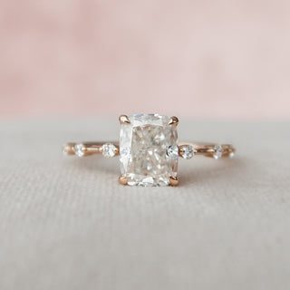 2.0 CT Cushion Dainty Pave Moissanite Engagement Ring - violetjewels