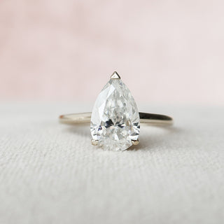 2.0 CT Pear Solitaire & Hidden Halo Style Moissanite Engagement Ring - violetjewels
