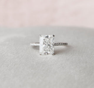 3.5 CT Radiant Solitaire & Pave Moissanite Engagement Ring - violetjewels