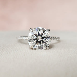 2.5 CT Round Hidden Halo & Pave Setting Moissanite Engagement Ring - violetjewels
