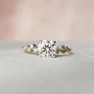 1.0 CT Round Cluster Style Pave Moissanite Engagement Ring - violetjewels