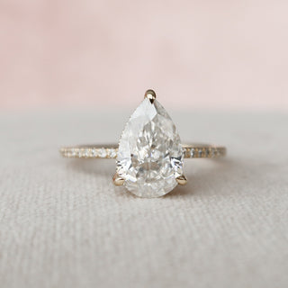 2.5 CT Pear Cut Pave & Hidden Halo Setting Moissanite Engagement Ring - violetjewels