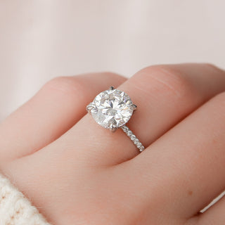 2.5 CT Round Hidden Halo & Pave Setting Moissanite Engagement Ring - violetjewels