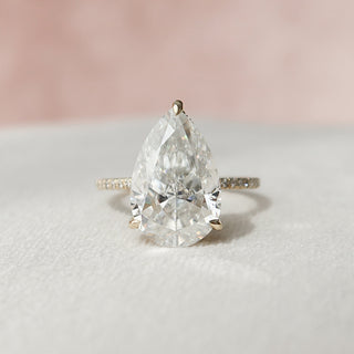 4.5 CT Pear Cut Solitaire & Pave Setting Moissanite Engagement Ring - violetjewels