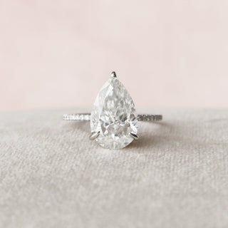 4.5 CT Pear Cut Solitaire & Pave Setting Moissanite Engagement Ring - violetjewels