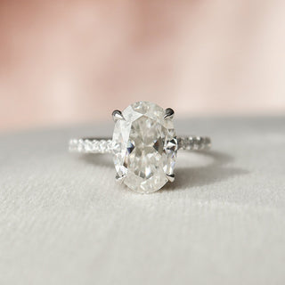 2 CT Oval Cut Moissanite Engagement Ring With Pave Setting - violetjewels