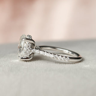 2 CT Oval Cut Moissanite Engagement Ring With Pave Setting - violetjewels