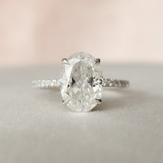 2.5 CT Oval Hidden Halo & Pave Setting Moissanite Engagement Ring - violetjewels