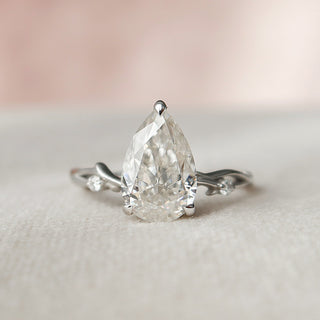 1.5 CT Pear Pave Twisted Moissanite Engagement Ring - violetjewels