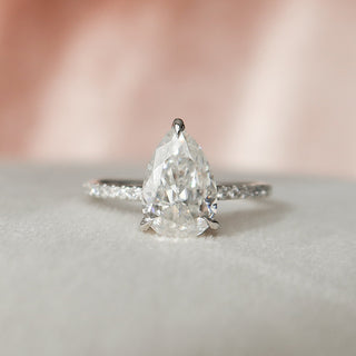 1.50 CT Pear Pave Setting Moissanite Engagement Ring - violetjewels
