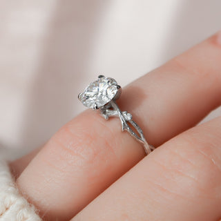 2 CT Round Cut Twig Pave Setting Moissanite Engagement Ring - violetjewels