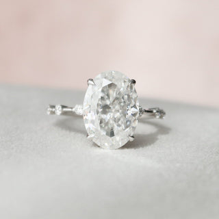 4.5 CT Oval Dainty Pave Style Moissanite Engagement Ring - violetjewels