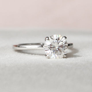 1.5 CT Round Hidden Halo Moissanite Engagement Ring With Diamond Bridge Setting - violetjewels