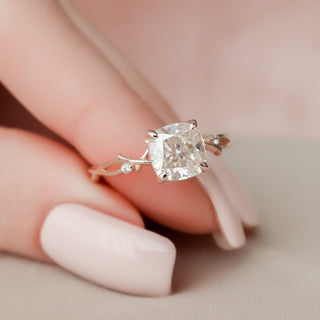 2.0 CT Cushion Twig Style Moissanite Engagement Ring - violetjewels