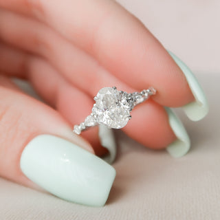 1.5 CT Oval Pave Moissanite Engagement Ring - violetjewels