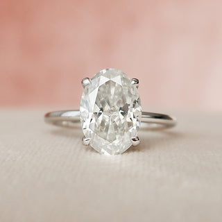 3.0 CT Oval Hidden Halo & Solitaire Style Moissanite Engagement Ring - violetjewels