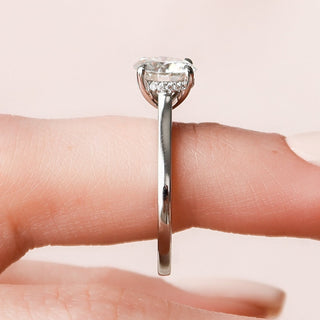 1.5 CT Round Hidden Halo Moissanite Engagement Ring With Diamond Bridge Setting - violetjewels